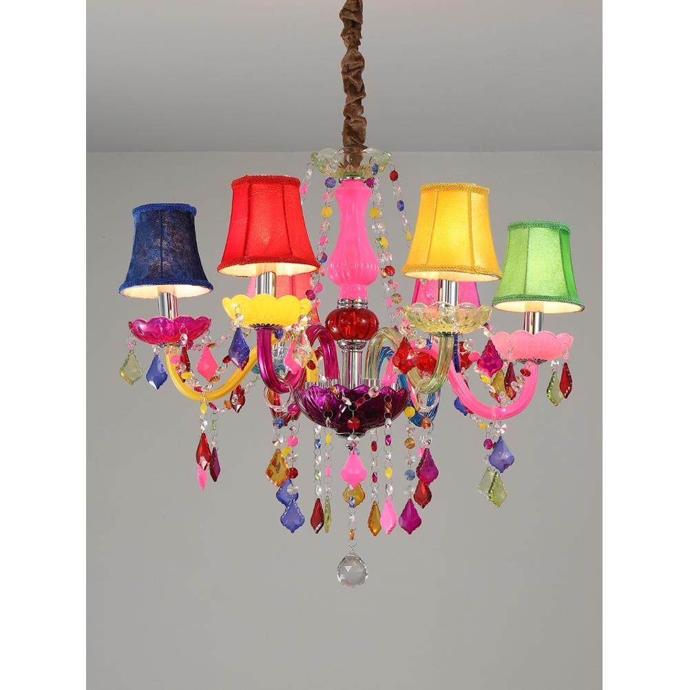 儿童房卧室灯彩色KTV客厅水晶吊灯餐厅灯装饰灯酒吧法式创意欧式