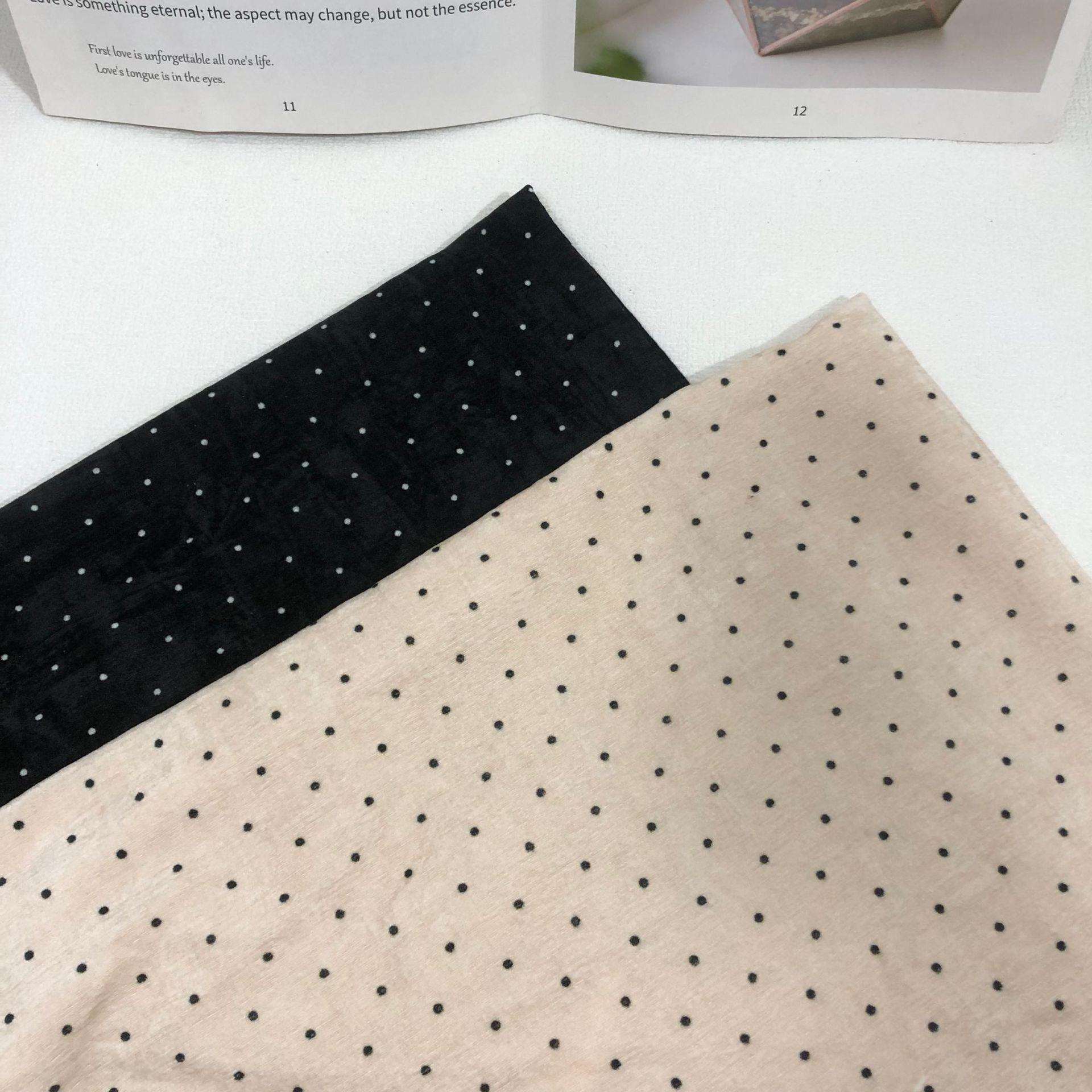 秋冬新款印花面料 雪尼尔涤纶绒布波点圆点印花布料 厂家直销现货