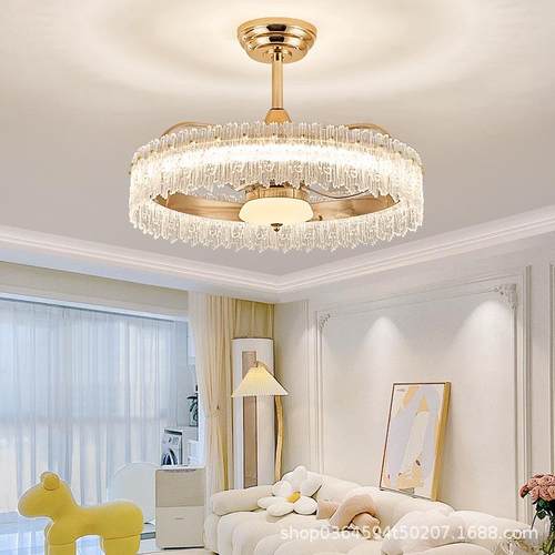 卧室灯吸顶灯客厅摇头风扇灯现代简约轻奢玻璃大气家用房间吊扇灯