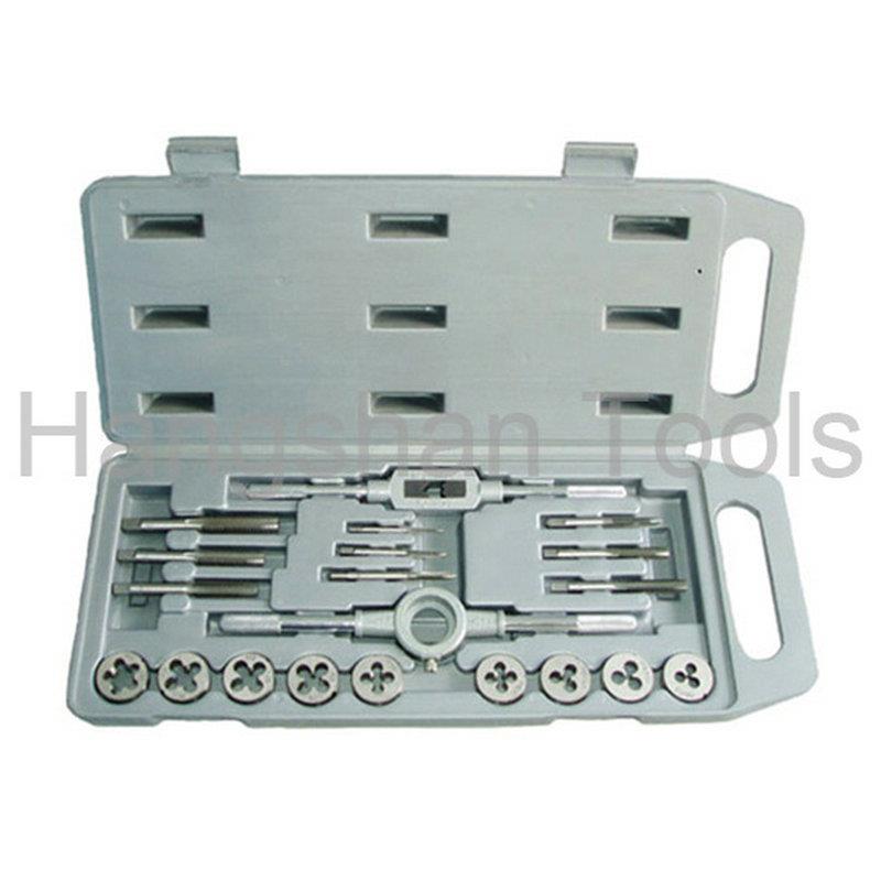 20件丝锥板牙组套 20pc成套手用板牙扳手公制组合套装五金工具