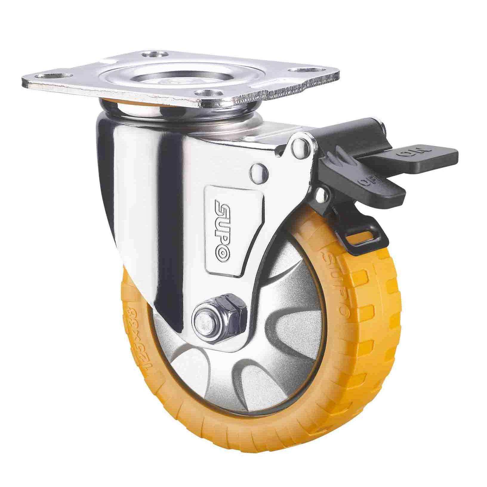 SUPO向荣 4寸 防滑 带双刹车 PU聚氨酯 万向脚轮C05S-01D-100-362