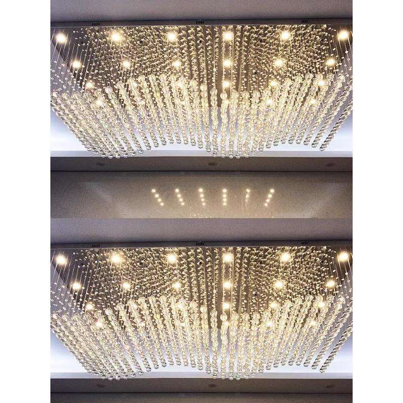 波浪形水晶吊灯酒店大堂宴会厅长方形水晶吸顶灯客厅前台灯具