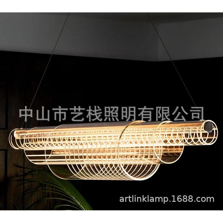 极简后现代设计师艺术导光轻奢长条餐厅吊灯酒店前台创意灯具