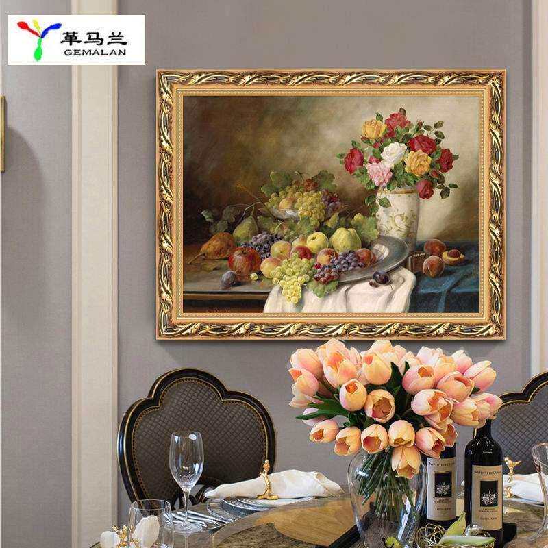 欧式餐厅装饰画墙面厨房壁画花卉单幅挂画清新水果饭厅温馨油画