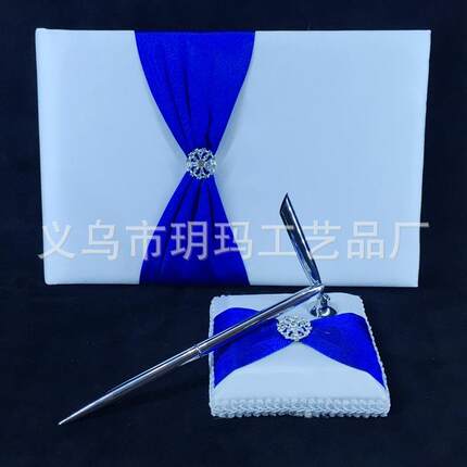 西式婚礼用品 竖花结签到本+签到笔两件套 签名专用 结婚用品