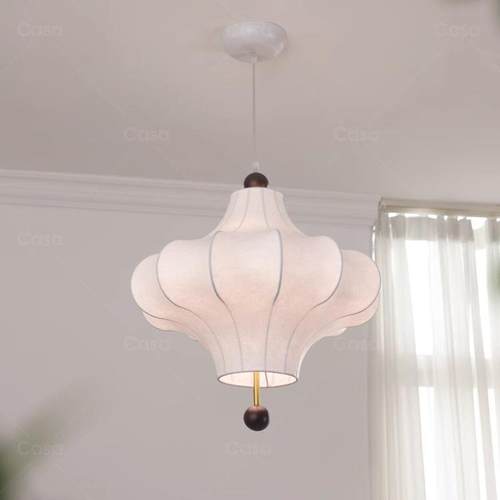 中国风复古蚕丝艺术吊灯复古简约轻奢主卧室书房家用餐桌灯笼吊灯