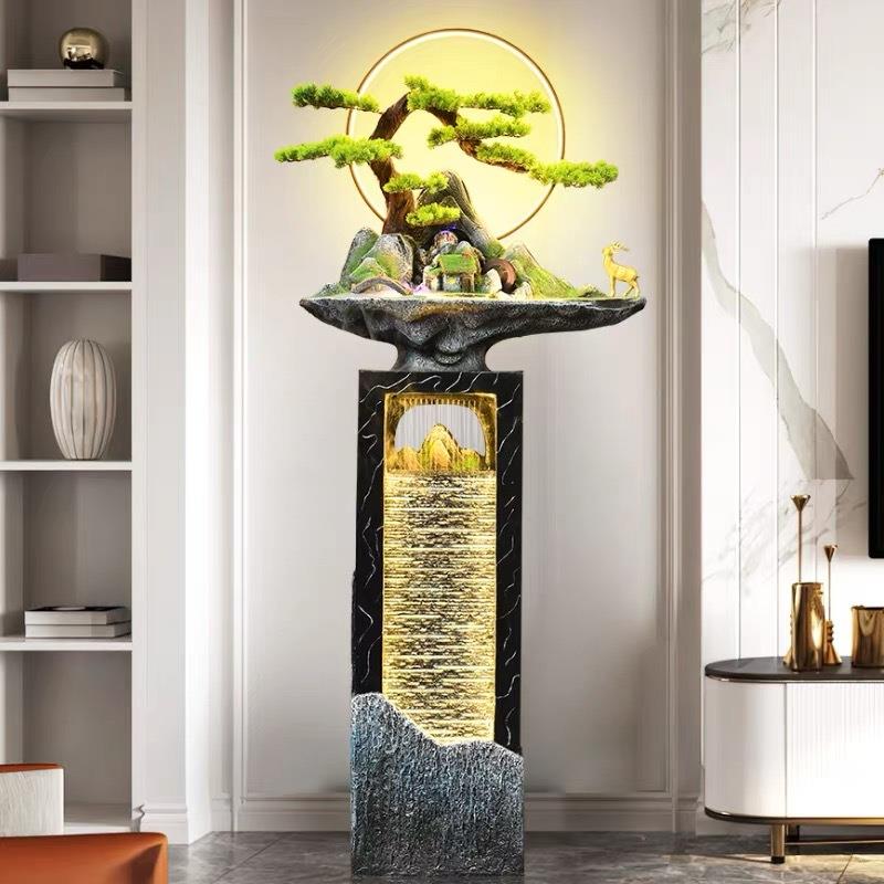 中式流水摆件喷泉客厅茶室玄关轻奢假山电视柜旁阳台庭院办公室内