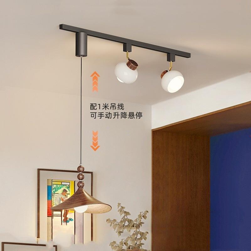 中古风2025新款餐厅专用吊灯 可升降可移位茶台餐桌上方轨道吊灯