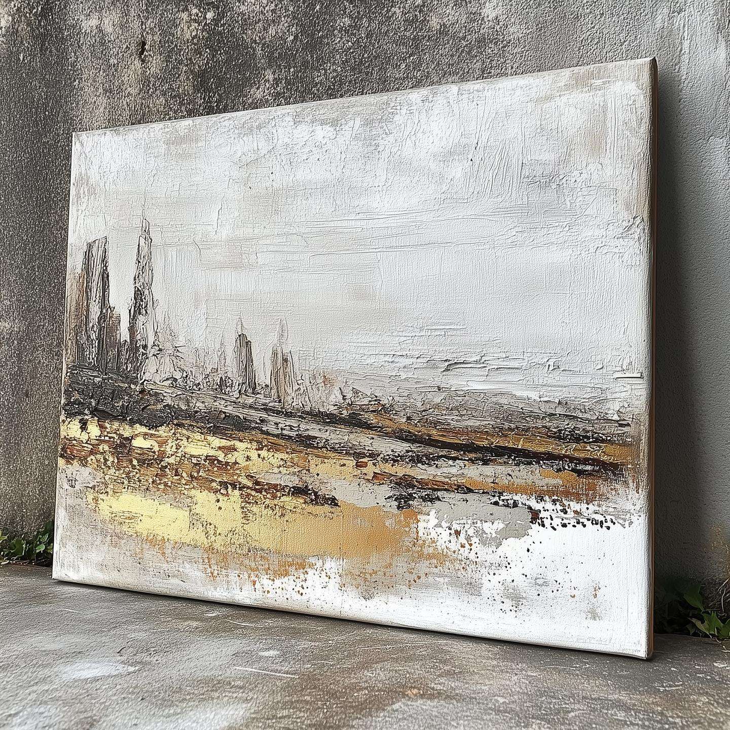 《微茫城影》酒店名宿大堂挂画轻奢手绘装饰画赵无极抽象意境壁画