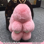 垂耳兔玩偶挂件可爱皮草真獭兔毛搞怪装 死小兔子毛绒公仔超萌挂饰