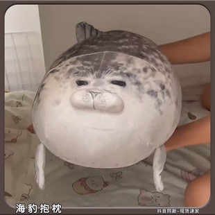 日本大阪海豹抱枕海游馆限定豹饼软绵绵海豹玩偶q弹抱睡公仔抱枕