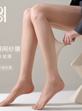 一汁「Shine」3D油亮超薄性感无缝裆网纱腰丝袜连裤袜