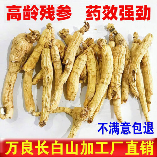 长白山生晒参500g白参光枝整枝人参吉林产非野山参食用人参