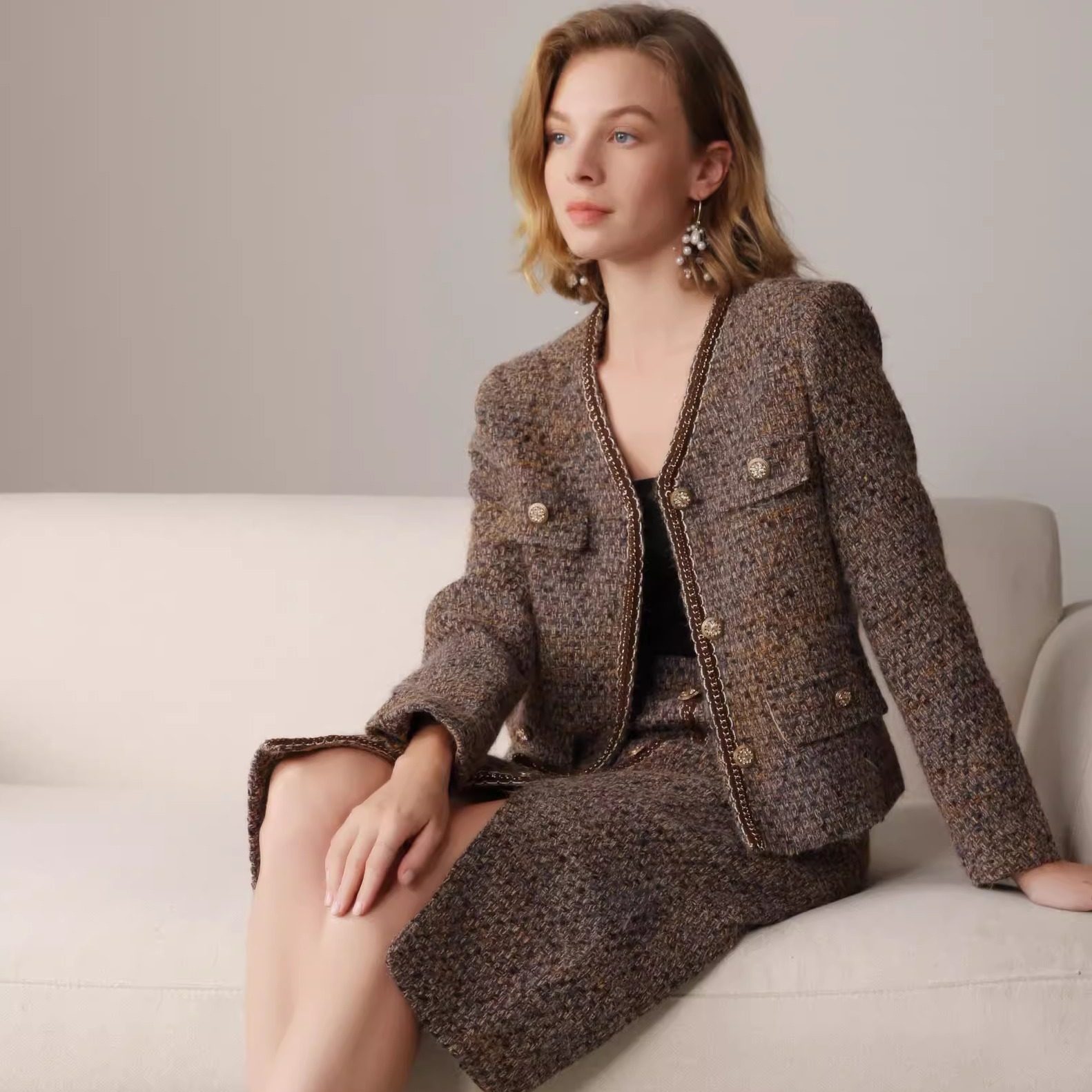 2025法式百搭小香风套装气质轻奢时尚设计师复古套装女法式套装,女装/女士精品,时尚套装,淘宝优惠券,粉丝福利购,淘宝优惠卷