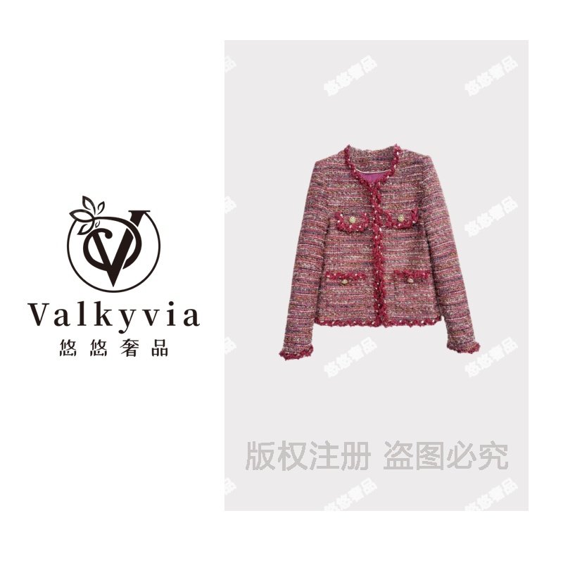 【Valkyvia/悠悠奢品】优雅时尚名媛气质高级红减龄小香风外套