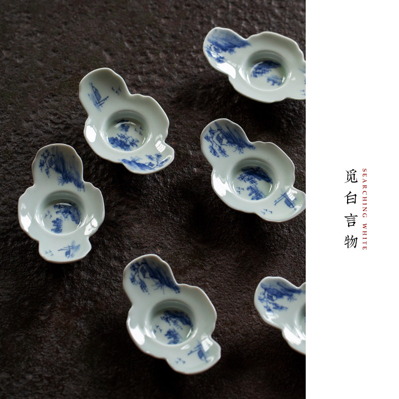 觅白手绘青花茶托隔热杯垫釉下文人器防烫茶船碟瓷摹古道配件手工,餐饮具,茶托,淘宝优惠券,粉丝福利购,淘宝优惠卷