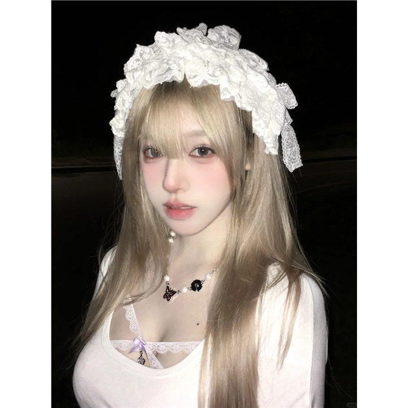 优雅白色蕾丝lolita发饰女可爱甜美洛丽塔头饰生成色lo娘女仆发带