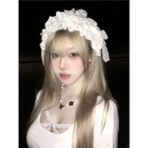 优雅白色蕾丝lolita发饰女可爱甜美洛丽塔头饰生成色lo娘女仆发带