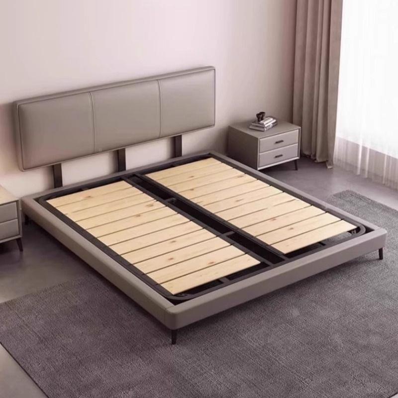 北欧真超艺皮床SDK简约现代小型主卧软包双人床薄户床头齐边皮婚