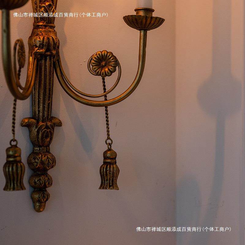 轻奢壁挂复古烛台卧室铁艺壁饰做旧家用客厅墙面装饰中古法式浪漫