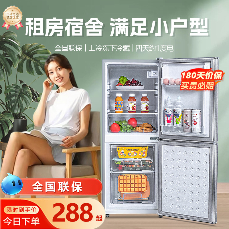 先科冰箱小型家用出租房用办公室双开门冰箱一级能效大容量电冰箱