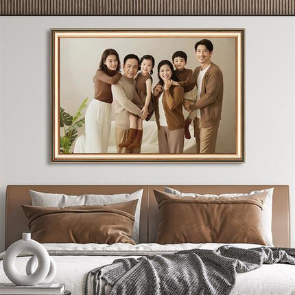 中式全家福照片相片冲洗放大做成相框挂墙客厅婚纱照36寸来图定制