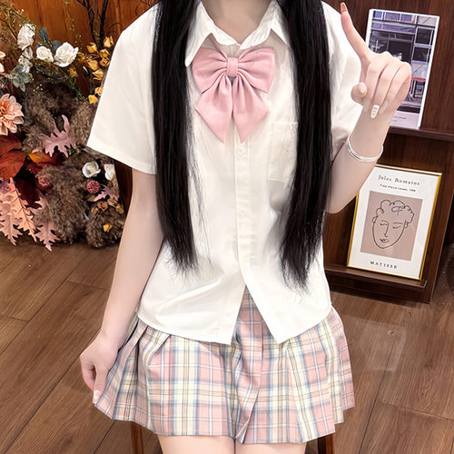 小田町jkTR面料日系奶白色衬衫甜美百搭宽松长短袖学生校供衬衣女