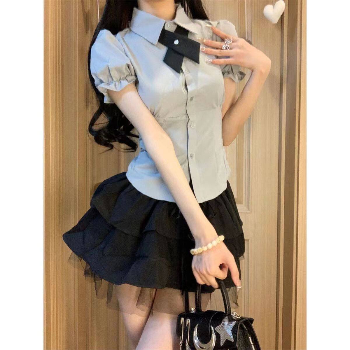 小田町jk炸街穿搭!制服收腰衬时尚套装