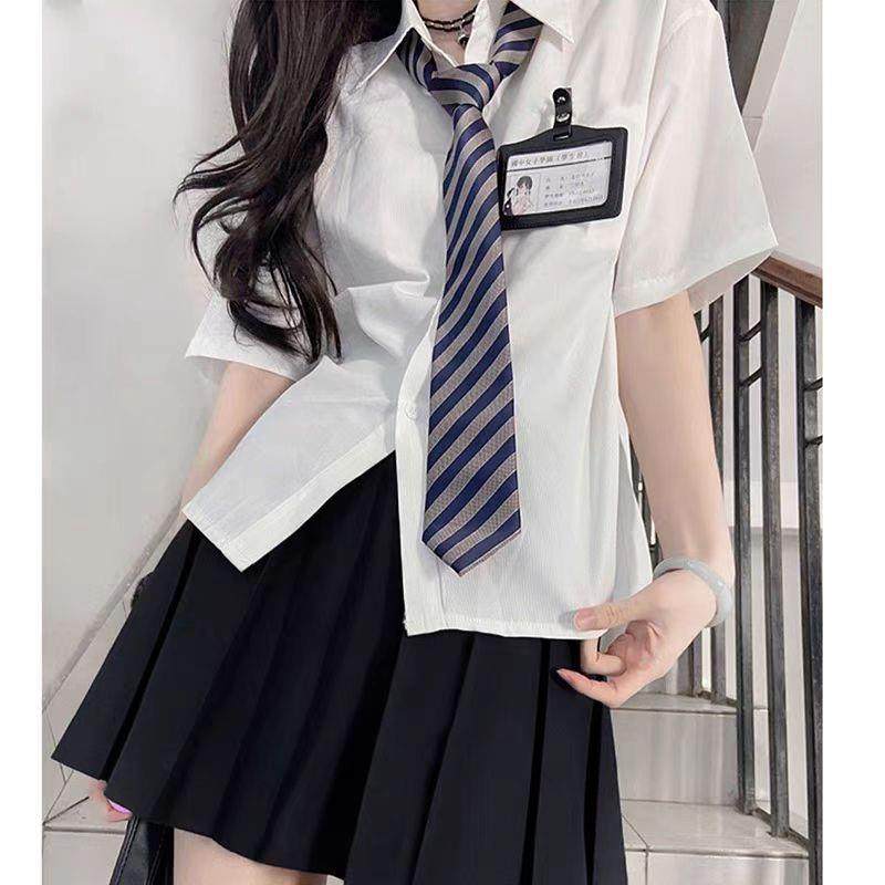 小田町jk制服日系学院风纯色衬衫女短袖夏新款设计感小众上衣白色