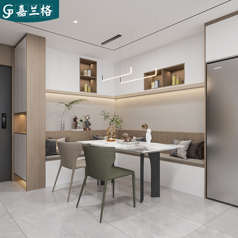 嘉兰格全屋定制客厅卡座餐边柜一体靠墙家用鞋柜餐边柜冰箱柜组合