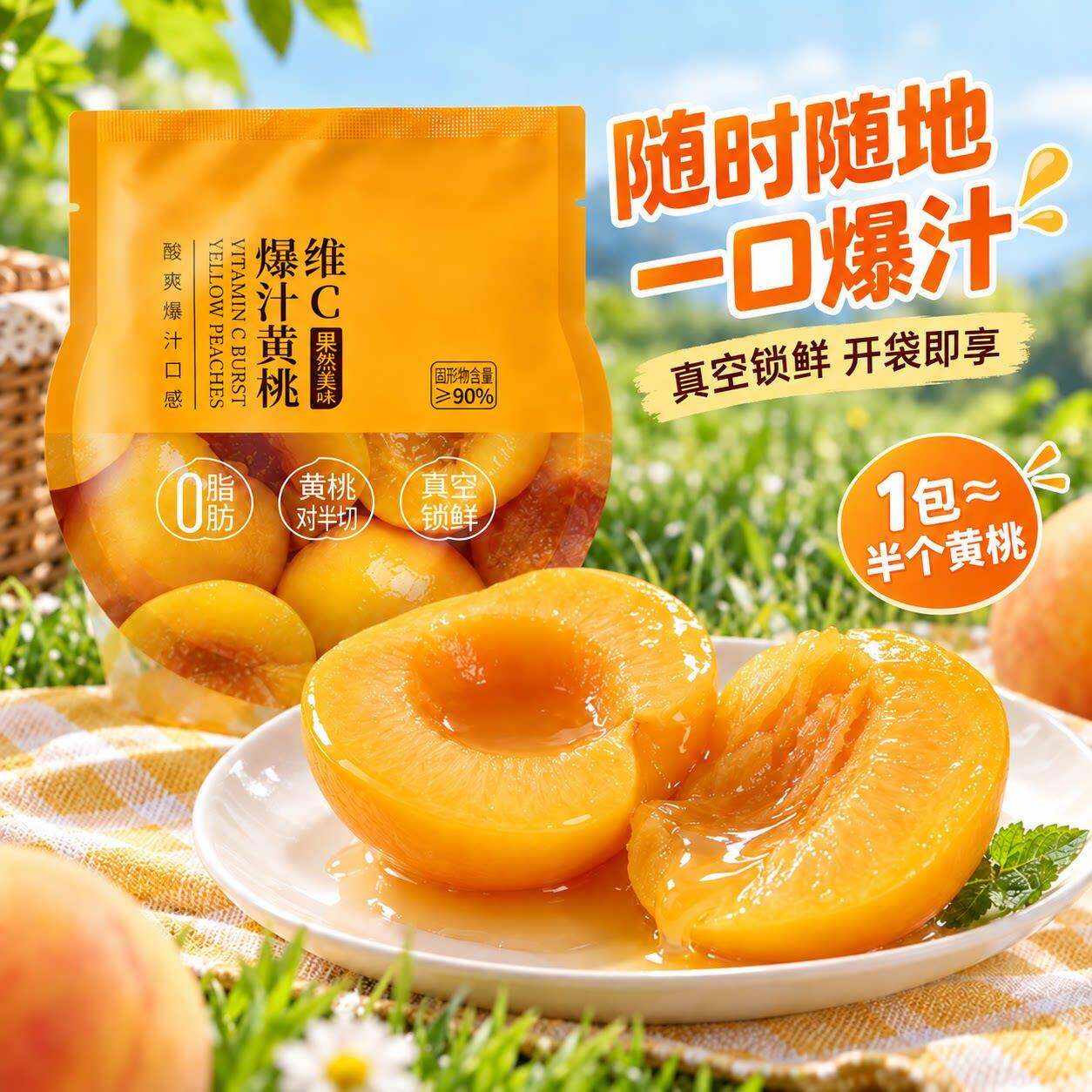 爆汁黄桃独立包装桃子水果黄桃果肉0脂肪高维生素C儿童休闲零食品