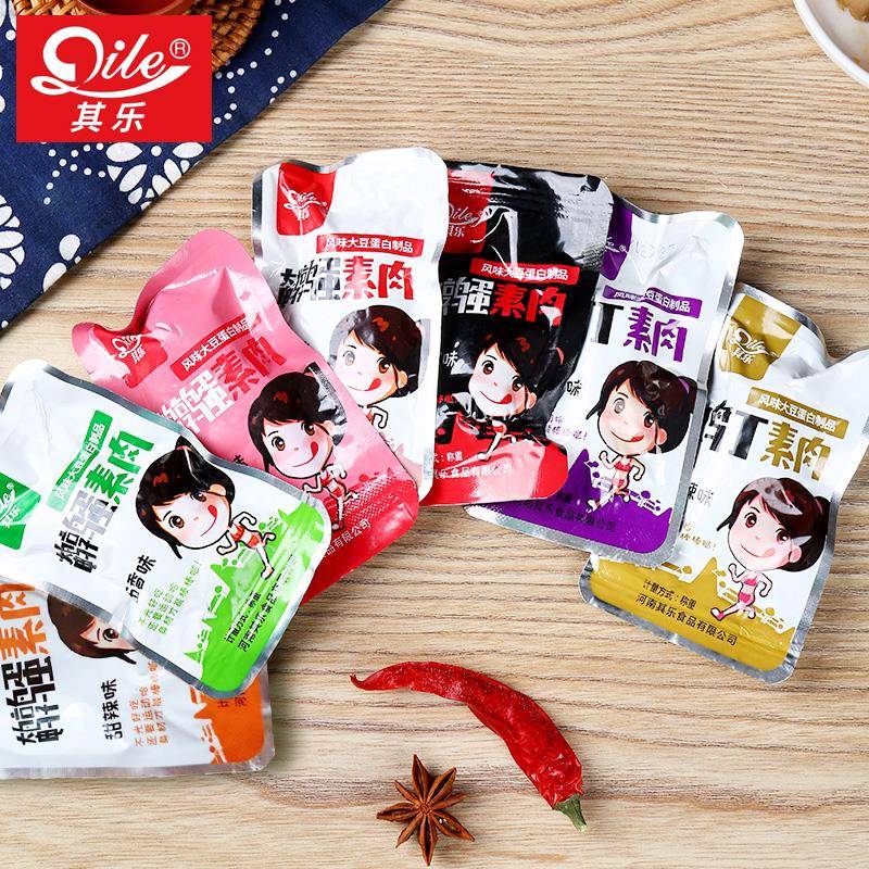 其乐鹌鹑蛋素肉拉丝蛋白手撕素牛肉豆干散称营养香辣食品吃货零食