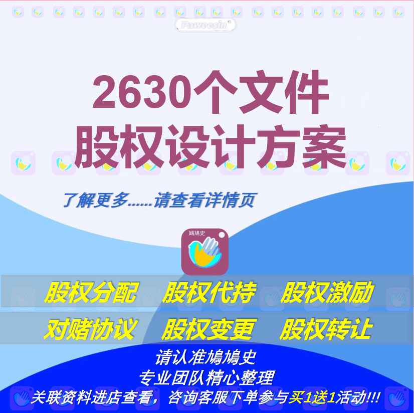 小公司股权架构设计激励分配方案协议电子版合伙人资料全案工具包
