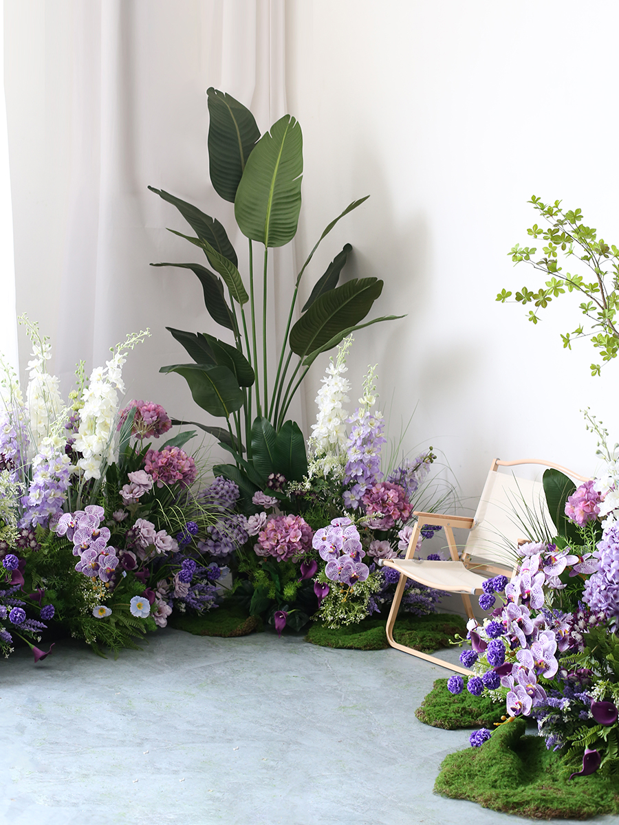 仿真植物紫色花园造景花卉室内庭院摄影布景酒店橱窗美化绿植花丛
