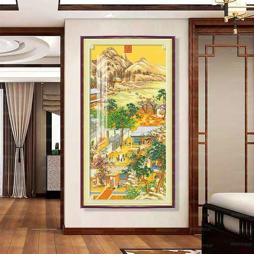 蒙娜丽莎皇室十字绣 雍正十二月——腊月赏雪 新中式古风竖版风景