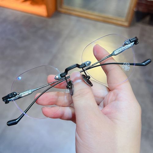 简丹萝心潮百搭新品眼镜框男女时尚复古无框圆防蓝光配近视眼镜架