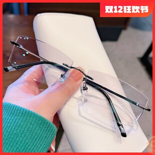 100 300 150 250 500度无框散光变色眼镜 200 配纯钛近视眼镜男75