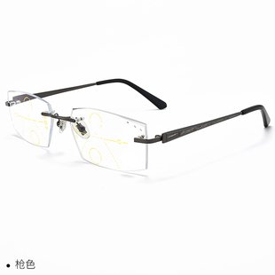 无框老花镜男远近两用自动调节度数 清智能变焦1P00度150度200度