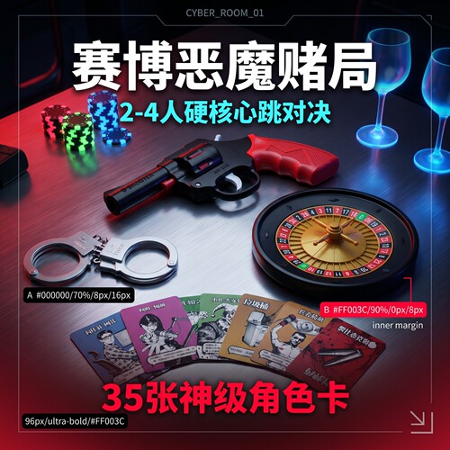 恶魔轮盘赌全套桌游卡牌俄罗斯转盘霰弹枪卡片策略类聚会游戏卡