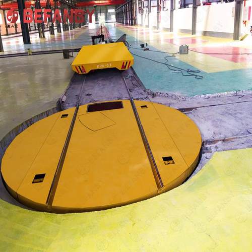 工厂字叉轨道过跨电动轨道转十盘轨道平板车移动换电轨交动旋转台