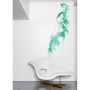 法国Moustache 绿色鸟羽毛华丽墙贴墙纸壁纸进口 Verde