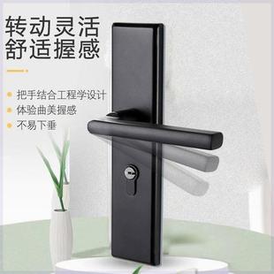 室内门锁可调节5058免打孔家用通用型黑色木门不锈钢卧室门锁静音