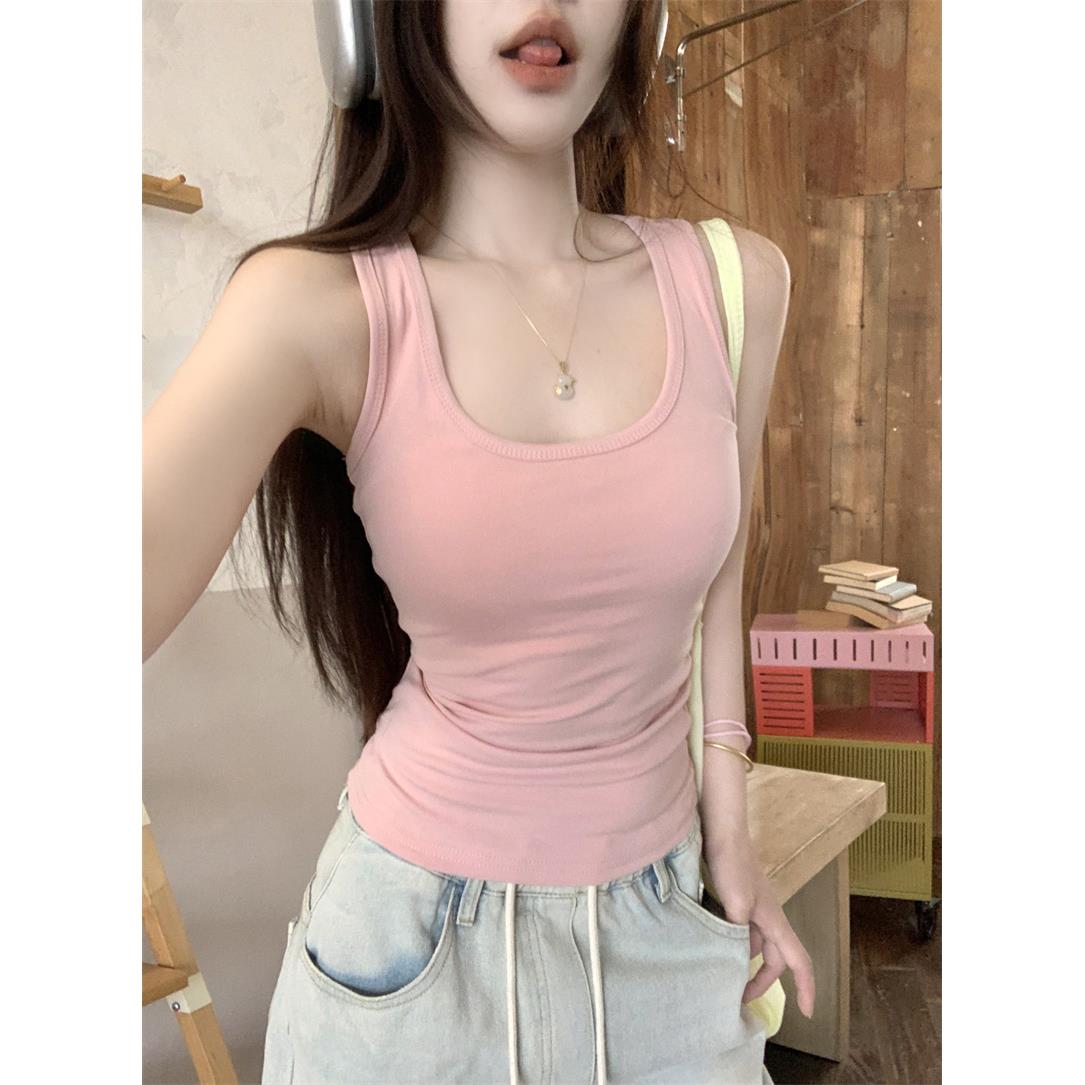 纯欲风粉色吊带女夏季小众外穿运