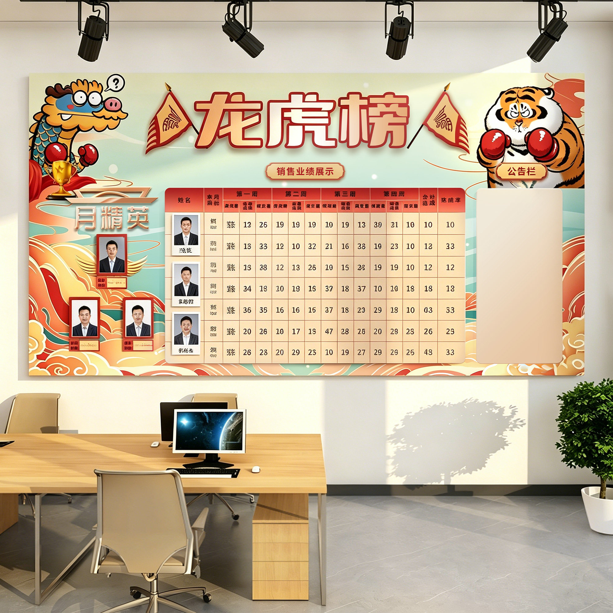 龙虎榜定制磁吸可擦写销售业绩荣誉榜公司月度排行PK榜企业文化墙