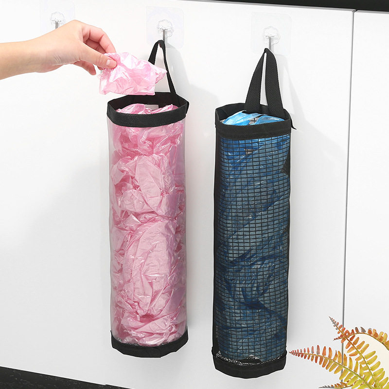 厨房垃圾袋收纳挂袋家用壁挂式免打孔收纳袋挂壁抽取塑料袋储物袋