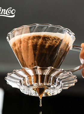 Bincoo玻璃耐高温v60滤杯分享壶滴漏式过滤纸漏斗手冲咖啡壶套装