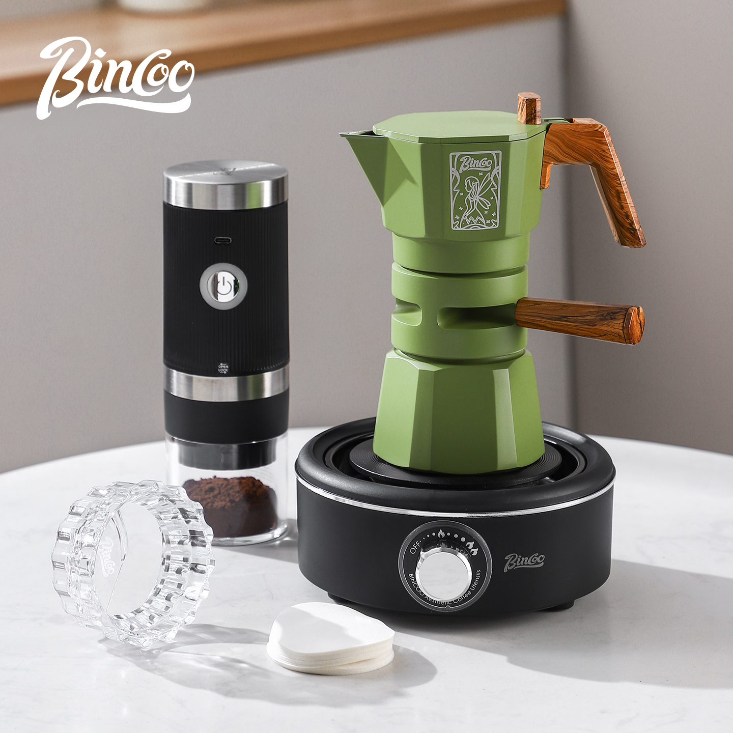Bincoo恒温摩卡壶双阀意式电热炉煮咖啡壶浓缩手冲咖啡机家用套装