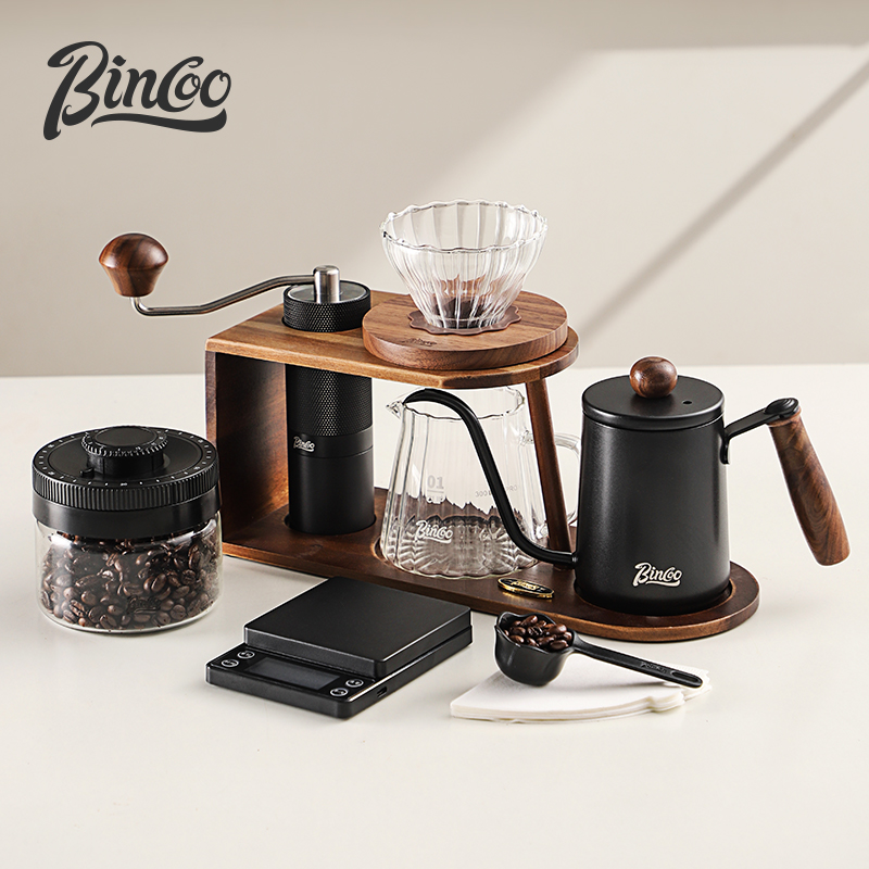 Bincoo相思木支架手冲咖啡壶套装家用收纳架木质咖啡手冲壶全套