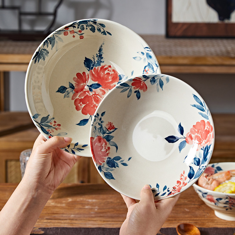 日式和风漂亮的深盘创意碟子家用碗盘套装汤盘鱼盘高级感盘子菜盘,餐饮具,盘,淘宝优惠券,粉丝福利购,淘宝优惠卷