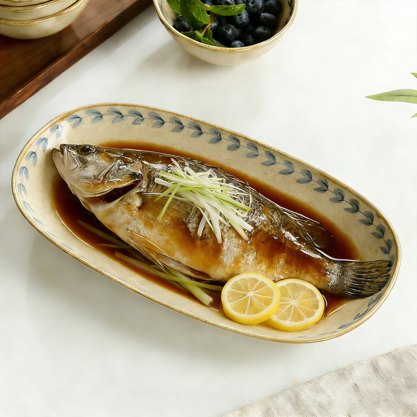 中古风陶瓷鱼盘家用2026新款蒸鱼盘子高级感鱼盆餐具鱼碗装鱼碟,餐饮具,盘,淘宝优惠券,粉丝福利购,淘宝优惠卷